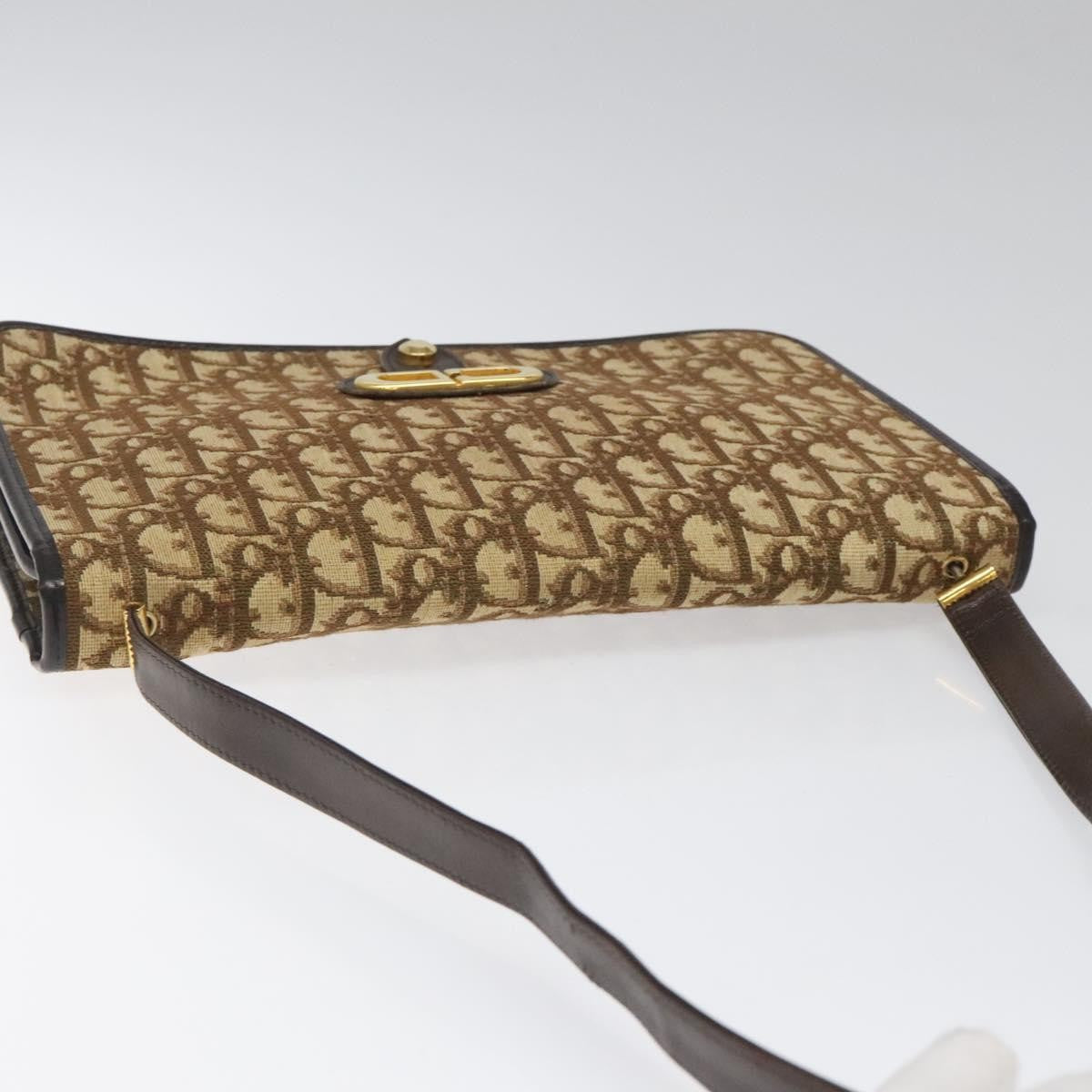 Christian Dior Vintage Trotter Flap Shoulder Bag Canvas, BROWN, CANVAS, Shoulder bag