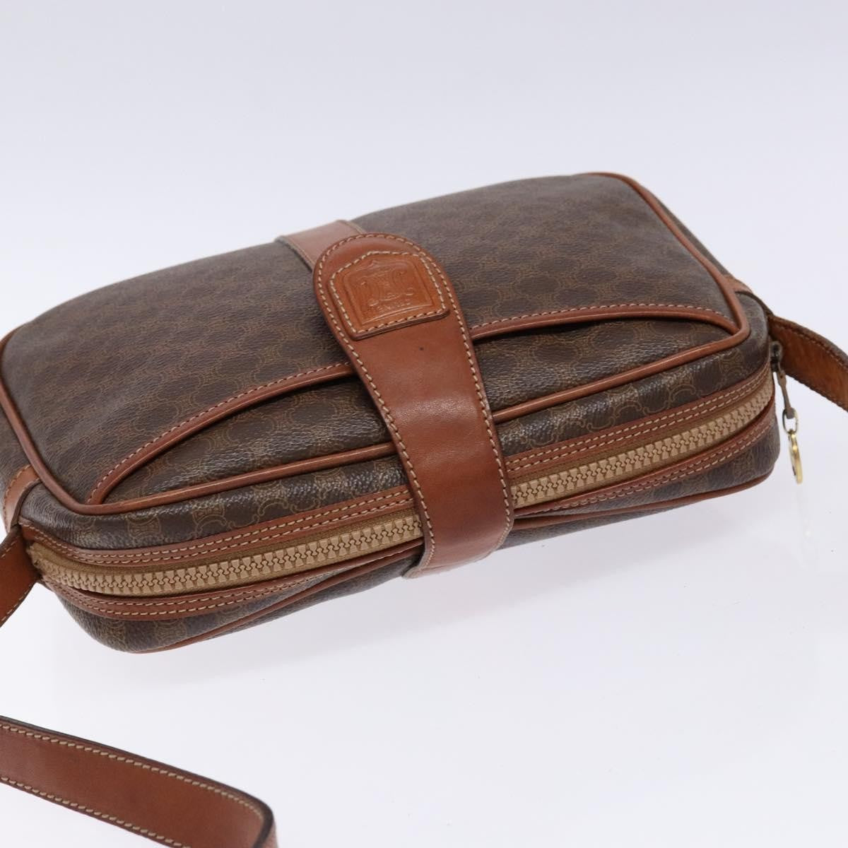 Celine Macadam Shoulder Bag PVC Leather, BROWN, CANVAS, Shoulder bag