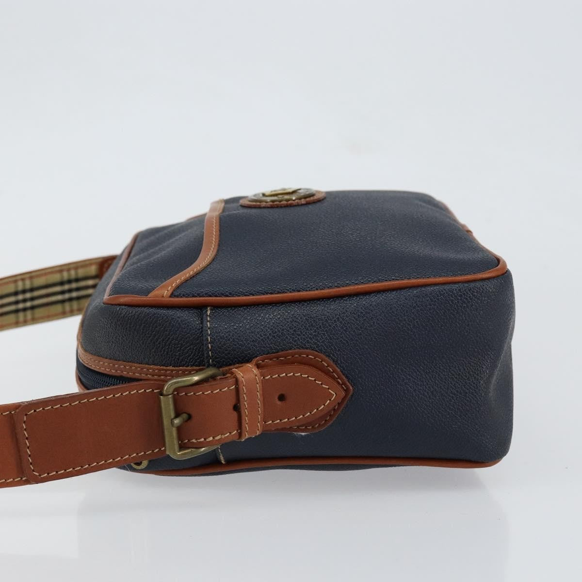 Burberry Vintage Shoulder Bag Leather, NAVY, LEATHER, Shoulder bag