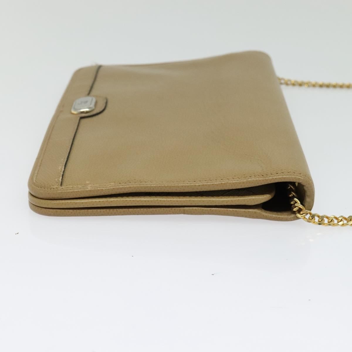 Christian Dior Vintage Chain Flap Shoulder Bag Leather, BEIGE, LEATHER, Shoulder bag