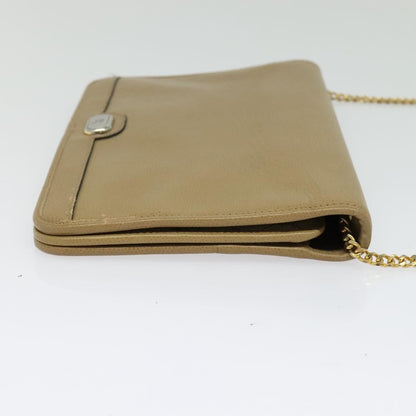 Christian Dior Vintage Chain Flap Shoulder Bag Leather, BEIGE, LEATHER, Shoulder bag