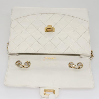 Chanel Flap Clutch Shearling, WHITE, LEATHER, Clutche & pouche