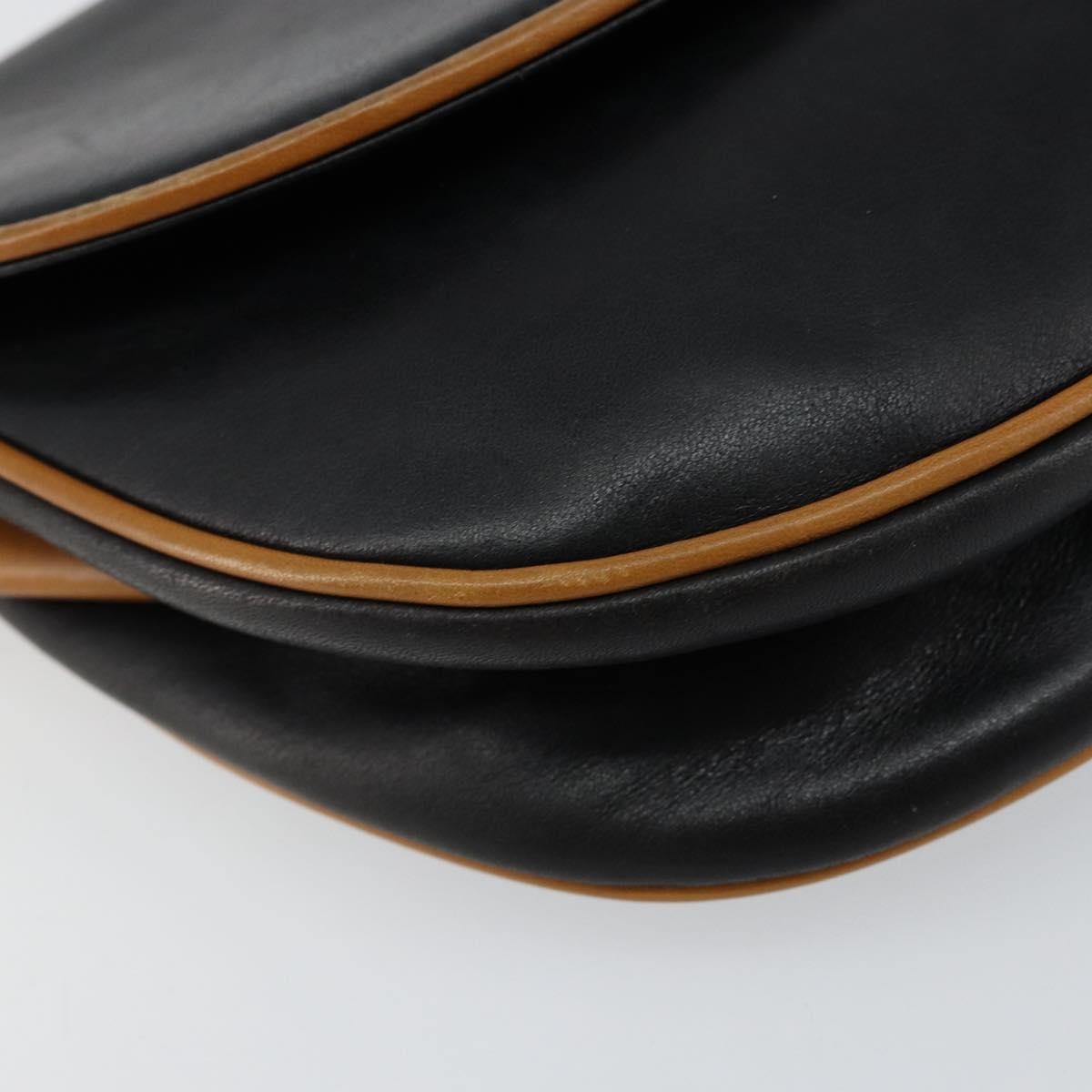 Celine Vintage Flap Shoulder Bag Leather, NAVY, LEATHER, Shoulder bag