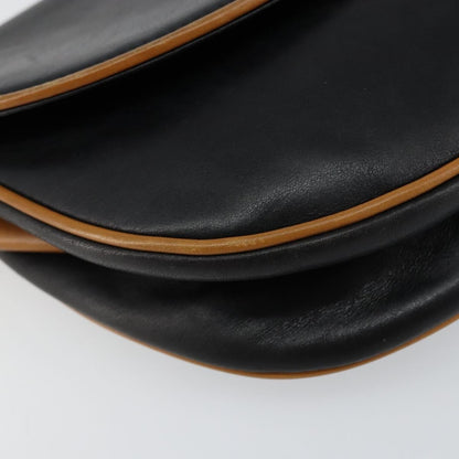 Celine Vintage Flap Shoulder Bag Leather, NAVY, LEATHER, Shoulder bag