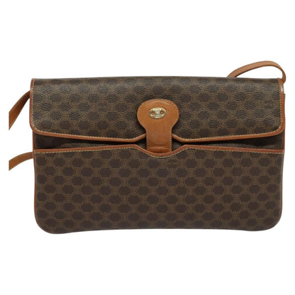 Celine Macadam Shoulder Bag PVC Leather, BROWN, CANVAS, Shoulder bag