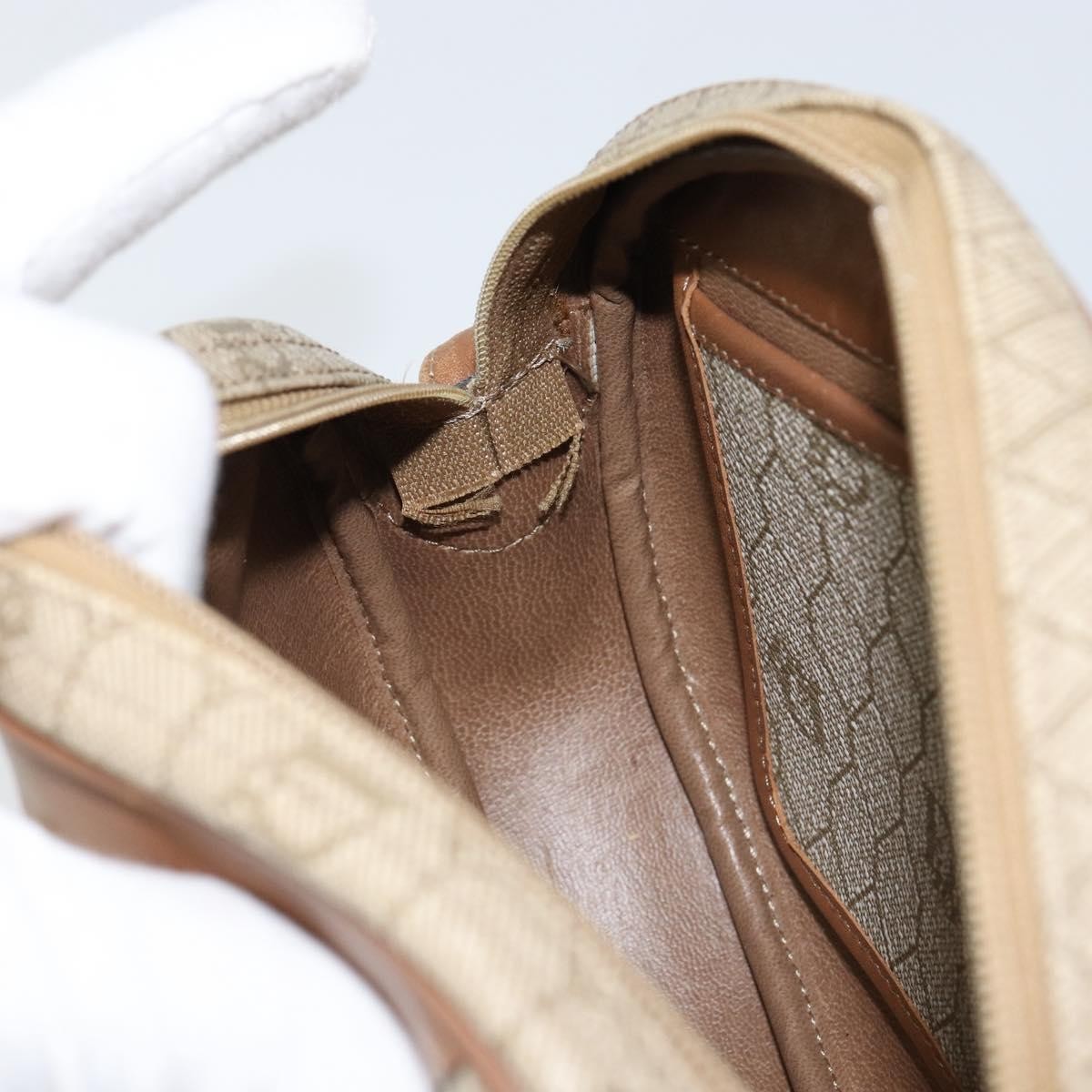 Christian Dior Vintage Honeycomb Shoulder Bag Canvas, BEIGE, CANVAS, Shoulder bag