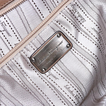 Salvatore Ferragamo Vintage Handbag Leather, BROWN, LEATHER, Handbag