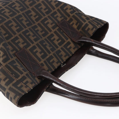 Fendi Vintage Open Tote Zucca Canvas with Leather, BLACK, CANVAS, Tote bag