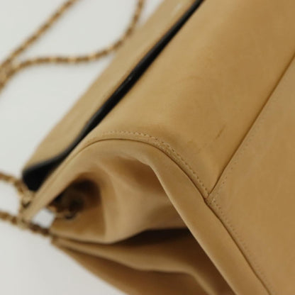 Chanel Chocolate Bar Flap Bag Quilted Lambskin, BEIGE, LEATHER, Shoulder bag