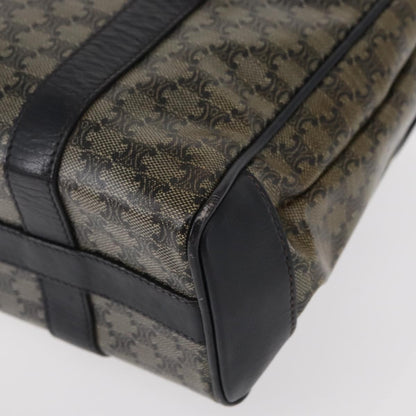 Celine Vintage Macadam Shoulder Bag Canvas and Leather, BLACK, CANVAS, Shoulder bag