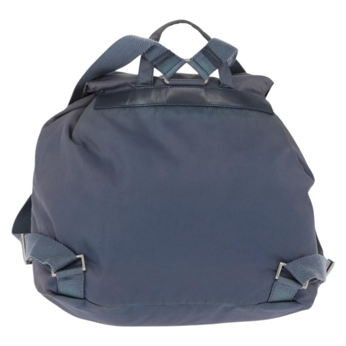 Prada Vela Double Front Pocket Backpack Tessuto with Saffiano Leather, BLUE, NYLON, Backpack