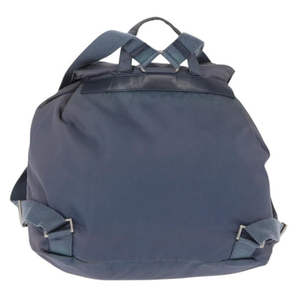 Prada Vela Double Front Pocket Backpack Tessuto with Saffiano Leather, BLUE, NYLON, Backpack
