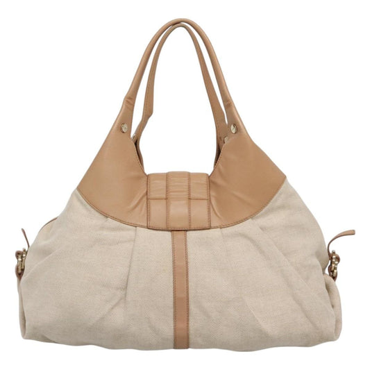 Bvlgari Chandra Hobo Canvas and Leather, BEIGE, CANVAS, Shoulder bag