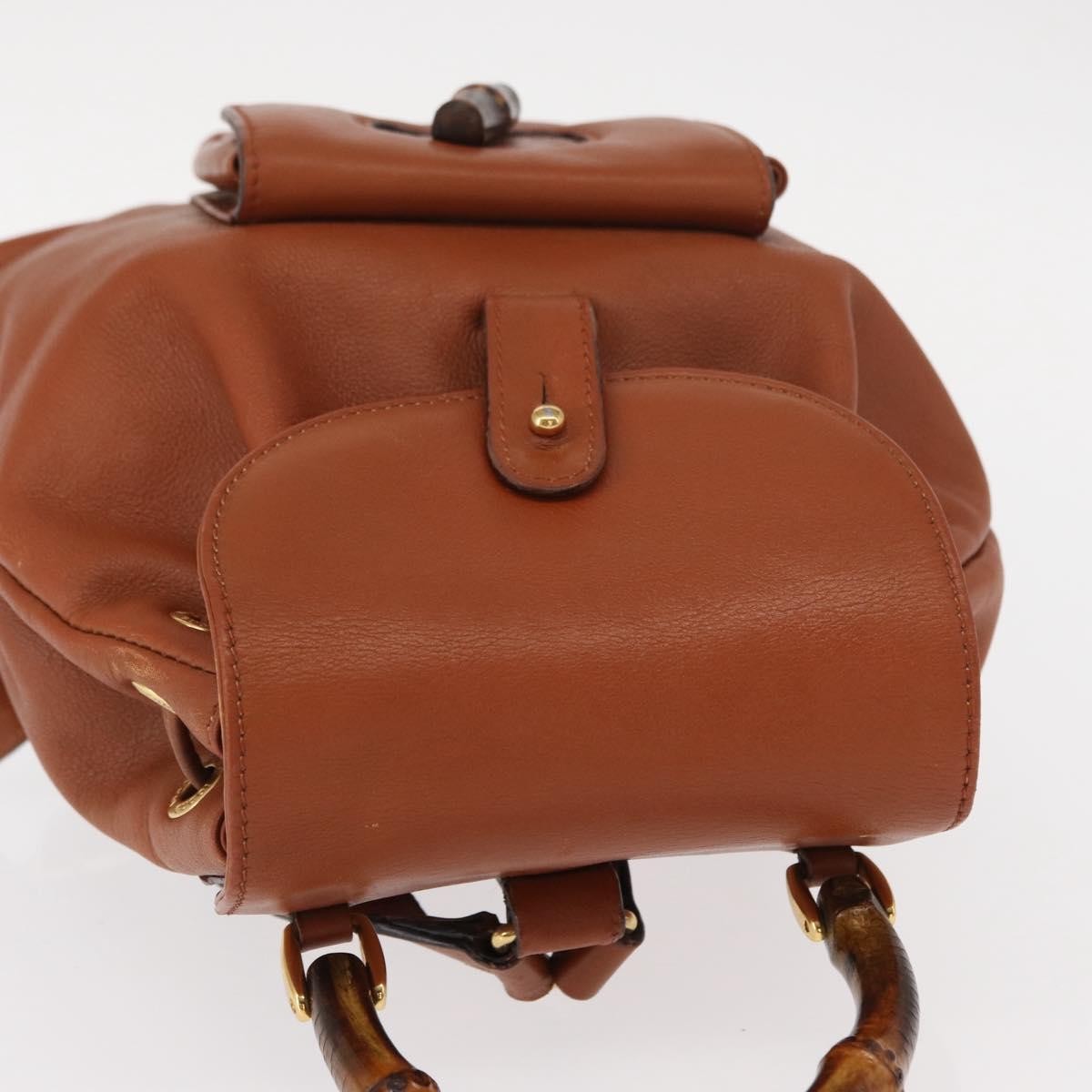 Gucci Vintage Bamboo Backpack Leather, BROWN, LEATHER, Backpack