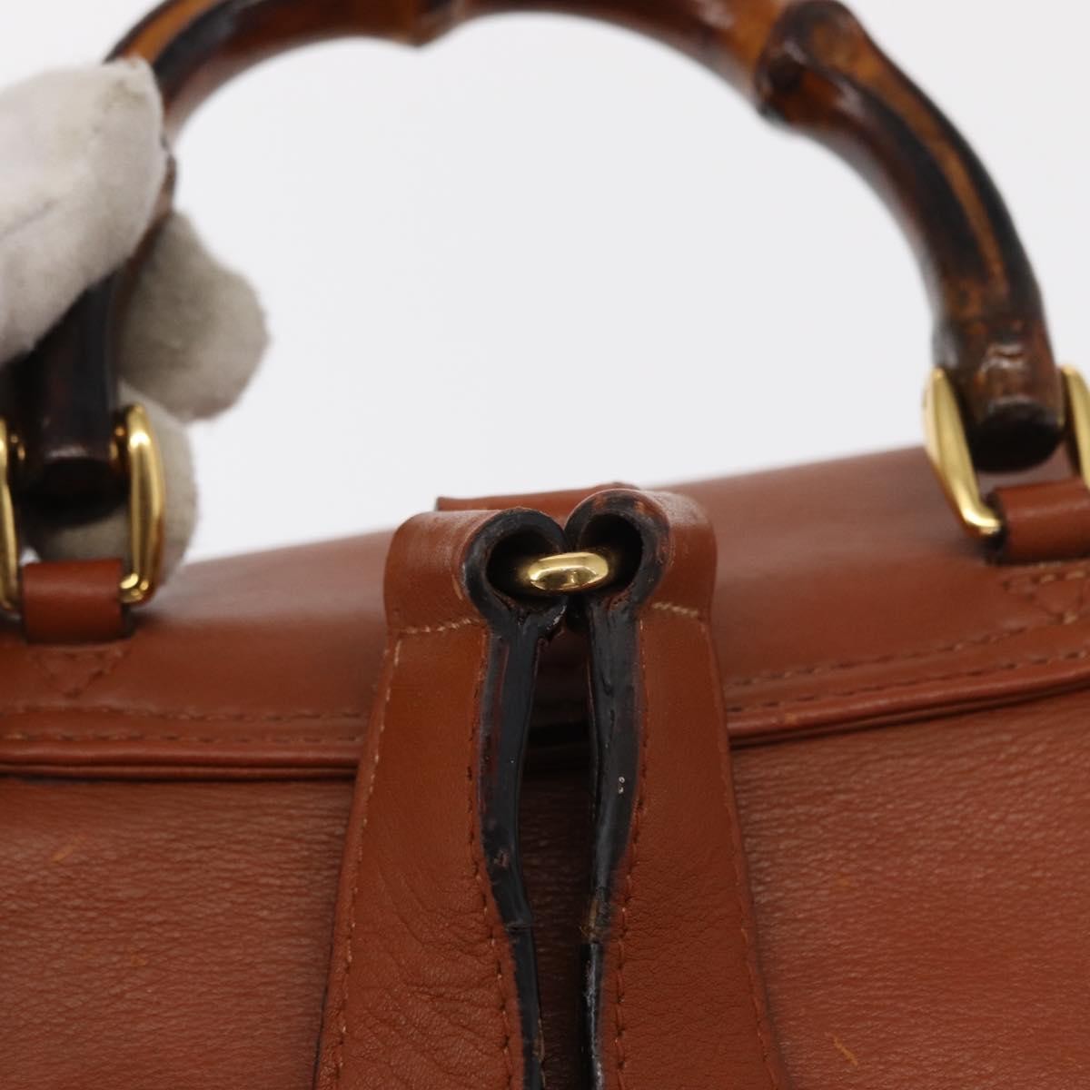 Gucci Vintage Bamboo Backpack Leather, BROWN, LEATHER, Backpack