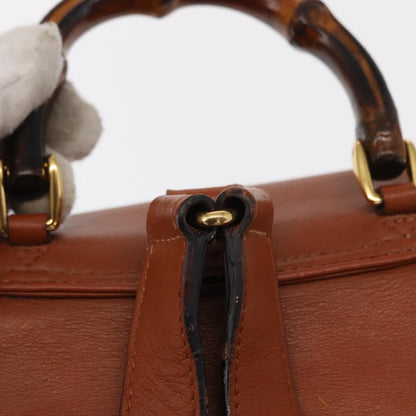Gucci Vintage Bamboo Backpack Leather, BROWN, LEATHER, Backpack