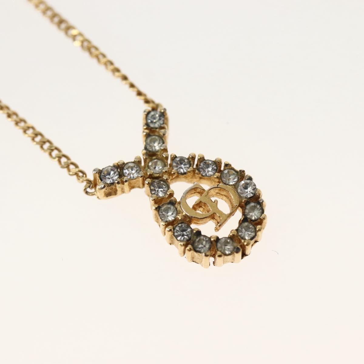 Christian Dior CD Pendant Necklace Metal and Crystals, GOLD, METAL, Necklace