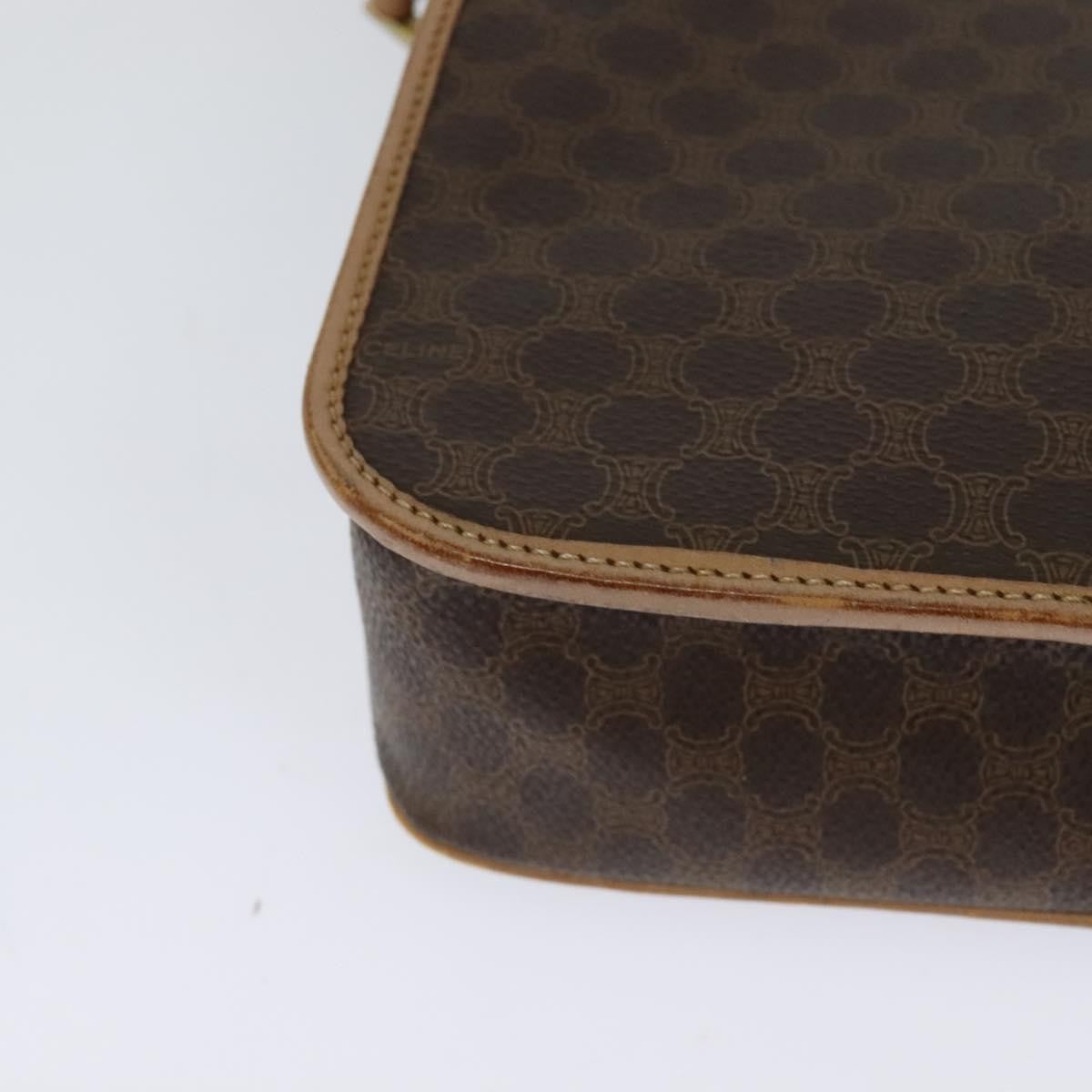 Celine Vintage Macadam Shoulder Bag Canvas and Leather, BROWN, CANVAS, Shoulder bag