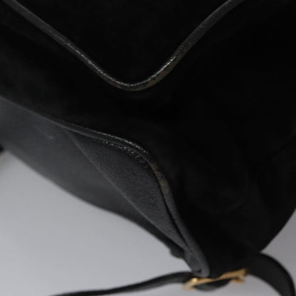 Gucci Vintage Bamboo Backpack Leather, BLACK, SUEDE, Backpack