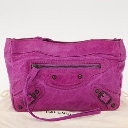Balenciaga Classic Studs Cosmetic Pouch Leather, PURPLE, LEATHER, Clutche & pouche