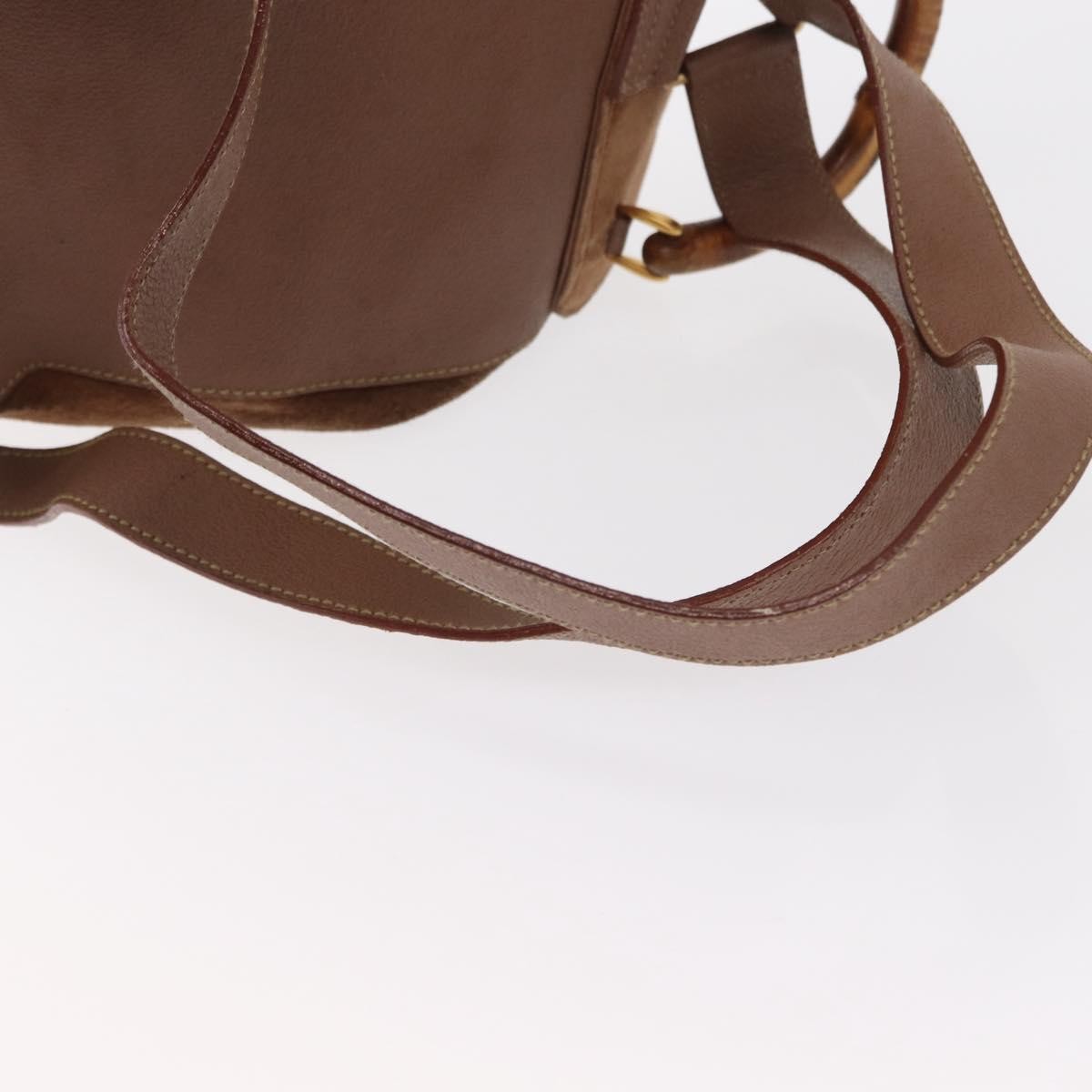 Gucci Vintage Bamboo Backpack Suede, BROWN, SUEDE, Backpack