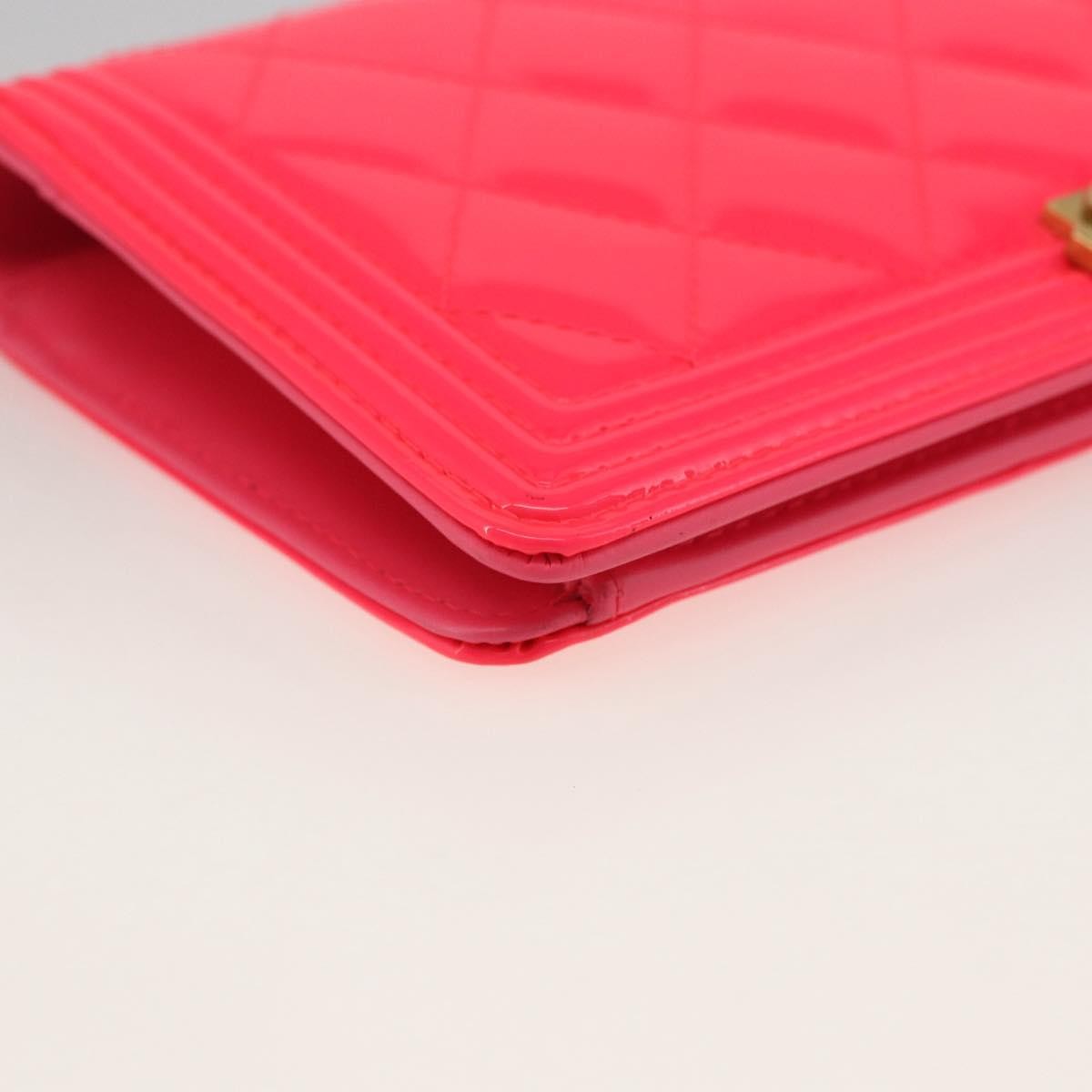 Chanel Boy Yen Wallet Quilted Patent, PINK, PATENT_LEATHER, Wallets