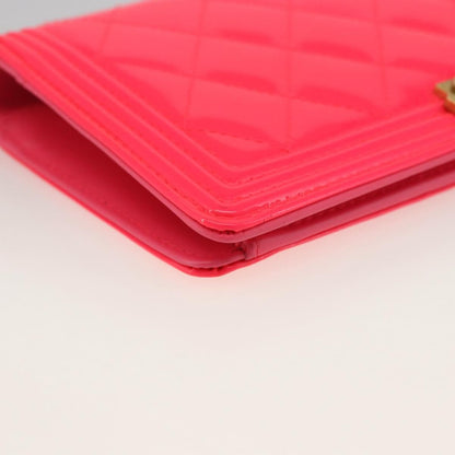 Chanel Boy Yen Wallet Quilted Patent, PINK, PATENT_LEATHER, Wallets