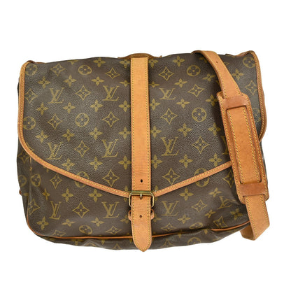 Louis Vuitton Saumur Handbag Monogram Canvas, BROWN, CANVAS, Shoulder bag
