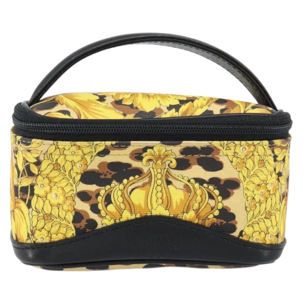 Versace Vanity Hand Bag Canvas and Leather, GOLD, LEATHER, Clutche & pouche