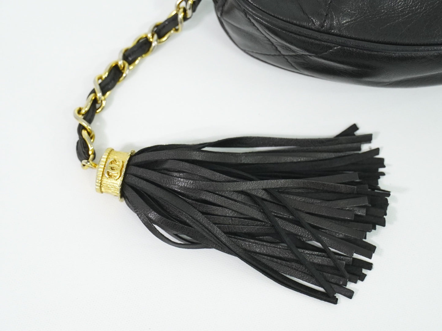 Chanel Vintage Diamond CC Tassel Clutch Quilted Lambskin, BLACK, LEATHER, Clutche & pouche