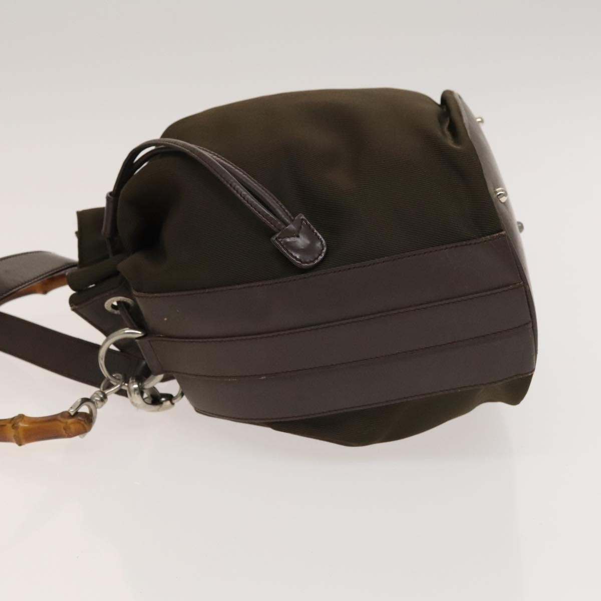 Gucci Vintage Bamboo Bucket Bag Nylon and Leather, BROWN, NYLON, Handbag