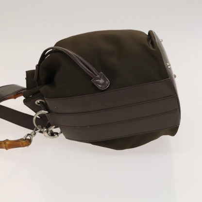Gucci Vintage Bamboo Bucket Bag Nylon and Leather, BROWN, NYLON, Handbag