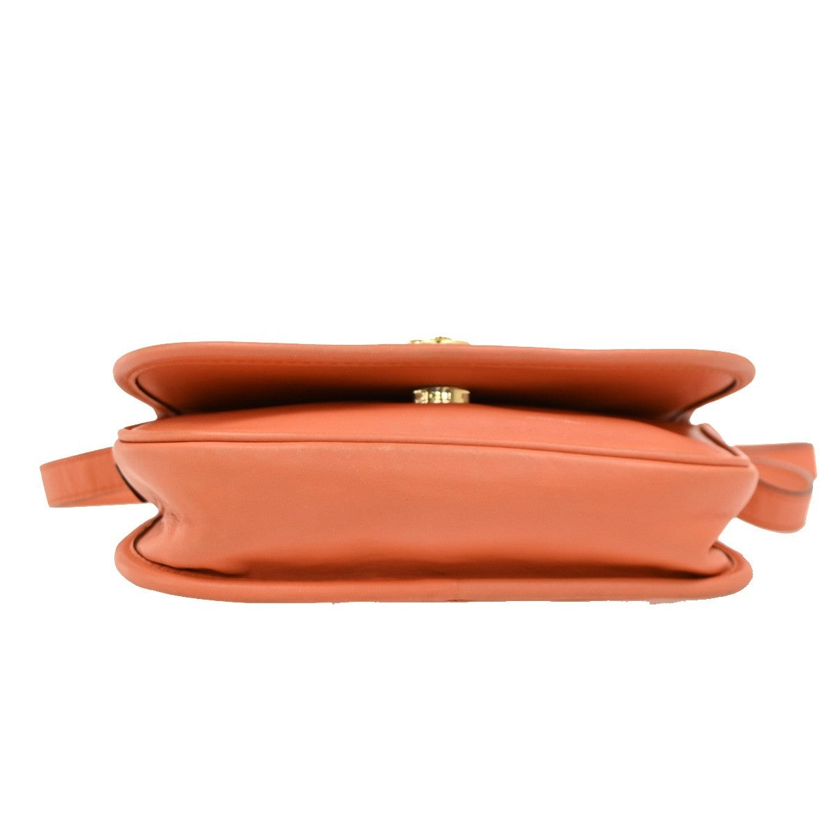 Celine Vintage Flap Shoulder Bag Leather, ORANGE, LEATHER, Shoulder bag