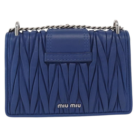 Miu Miu Madras Crystal Buckle Shoulder Bag Matelasse Leather, BLUE, LEATHER, Shoulder bag