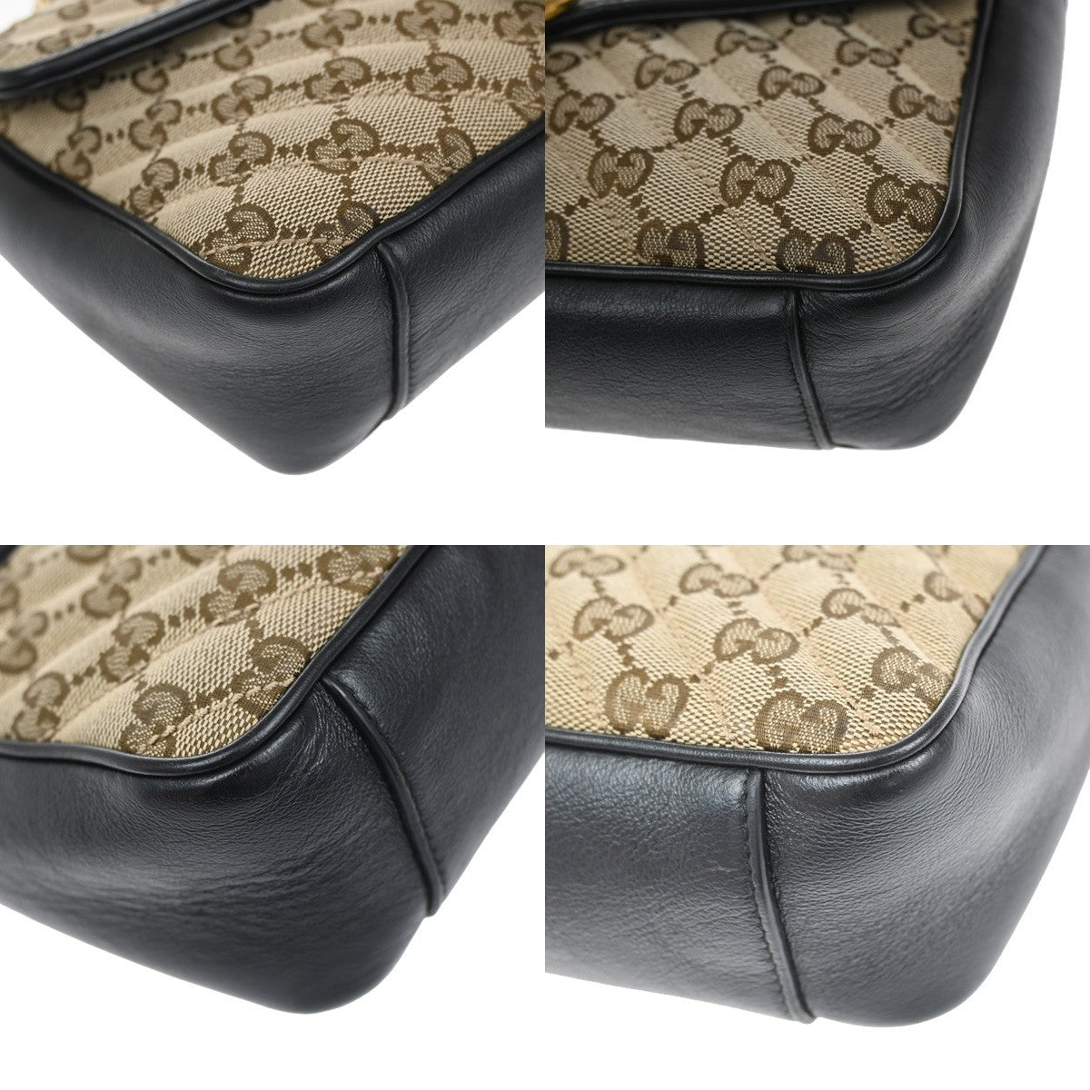 Gucci GG Marmont Flap Bag Diagonal Quilted GG Canvas with Leather, BROWN, CANVAS, Handbag
