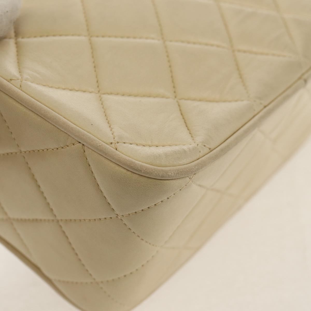 Chanel Chain Flap Shoulder Bag Quilted Lambskin, BEIGE, LEATHER, Shoulder bag