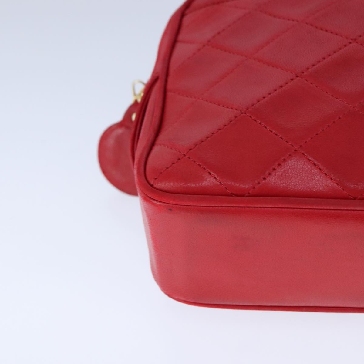 Chanel Vintage Front Pocket Camera Bag Quilted Lambskin, RED, LEATHER, Shoulder bag