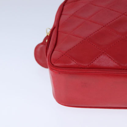 Chanel Vintage Front Pocket Camera Bag Quilted Lambskin, RED, LEATHER, Shoulder bag