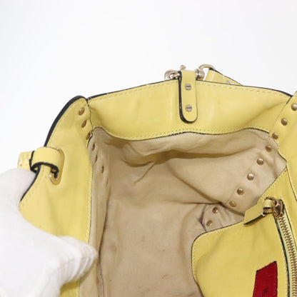 Valentino Garavani Rockstud Tote Soft Leather, YELLOW, LEATHER, Tote bag