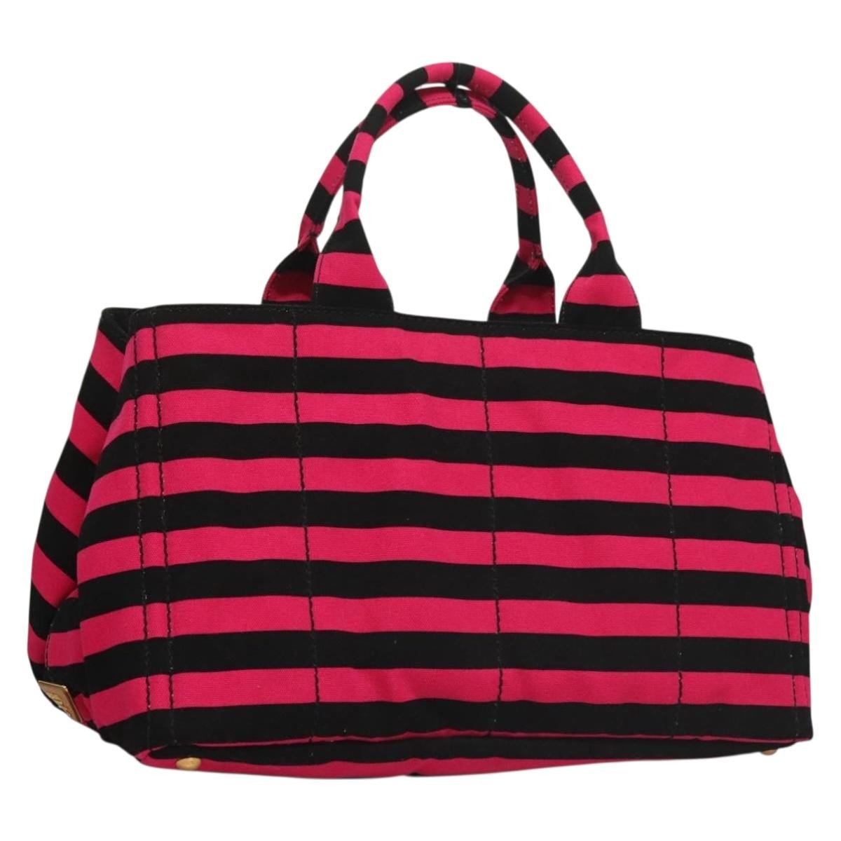 Prada Canapa Open Tote Canvas, BLACK, CANVAS, Tote bag
