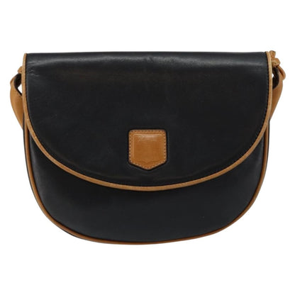 Celine Vintage Flap Shoulder Bag Leather, NAVY, LEATHER, Shoulder bag