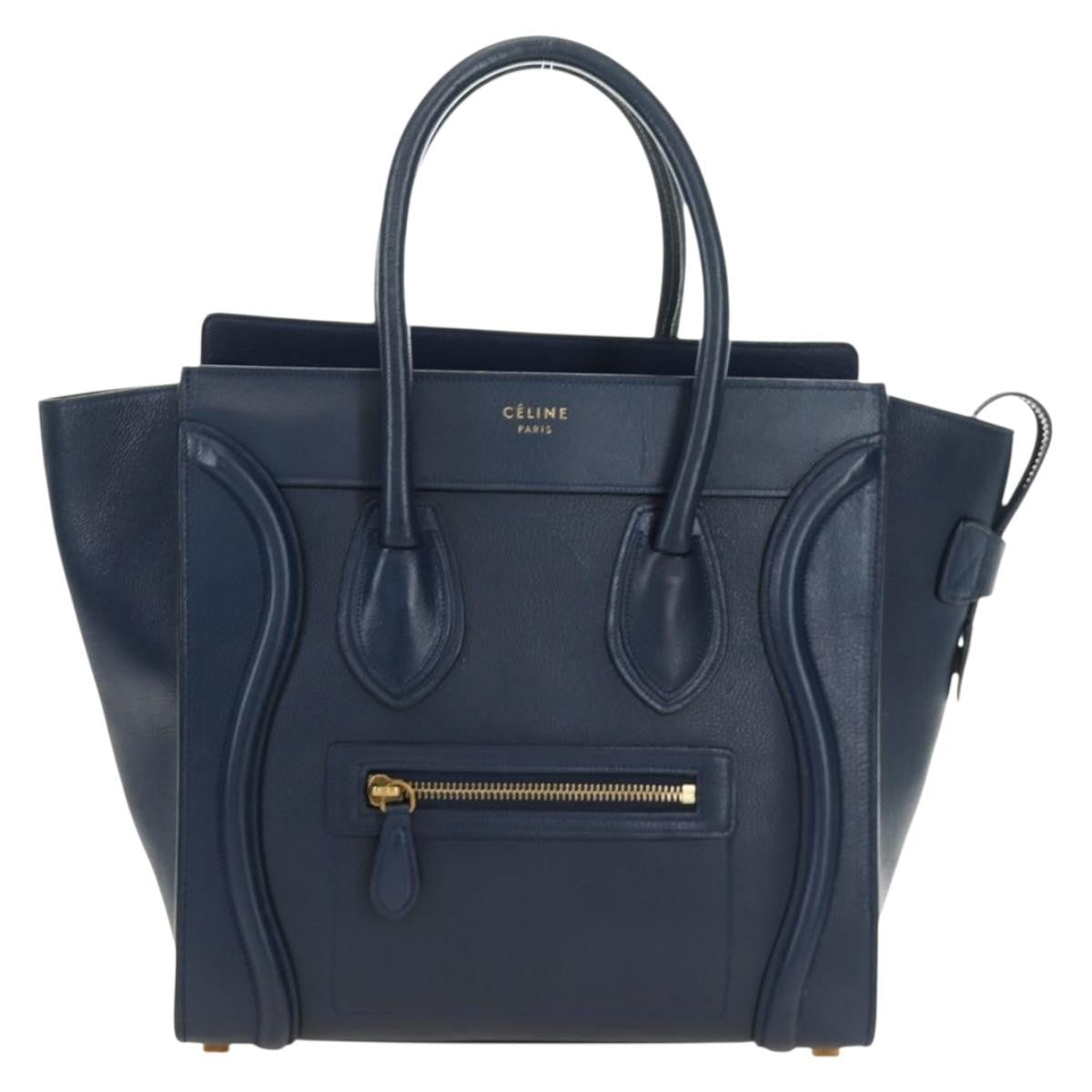 Celine Luggage Bag Smooth Leather, Navy, Leather, Tote Bag