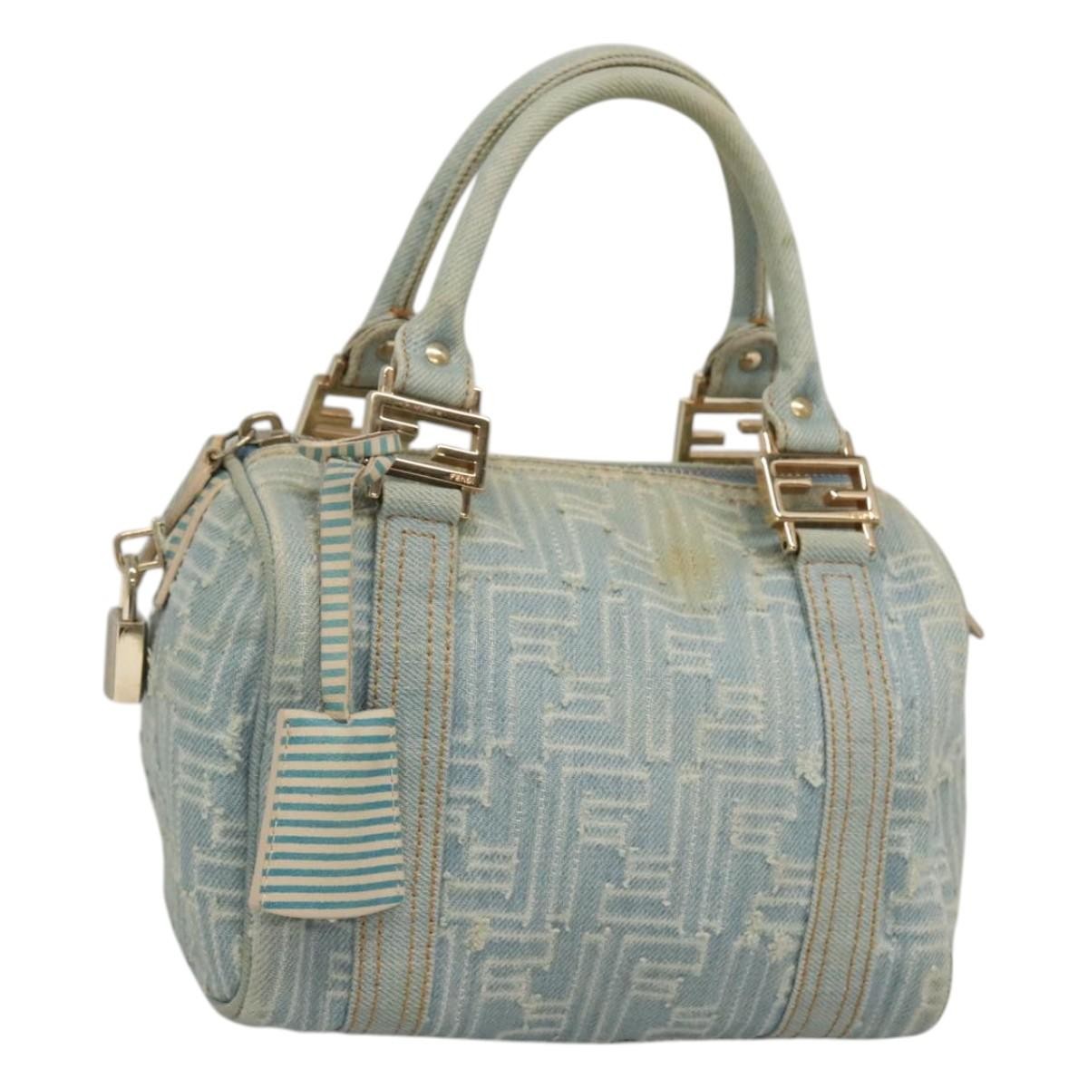 Fendi Boston Bag Denim, BLUE, DENIM_JEANS, Handbag