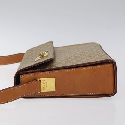 Celine Vintage Macadam Shoulder Bag Canvas and Leather, Beige, Canvas, Shoulder Bag