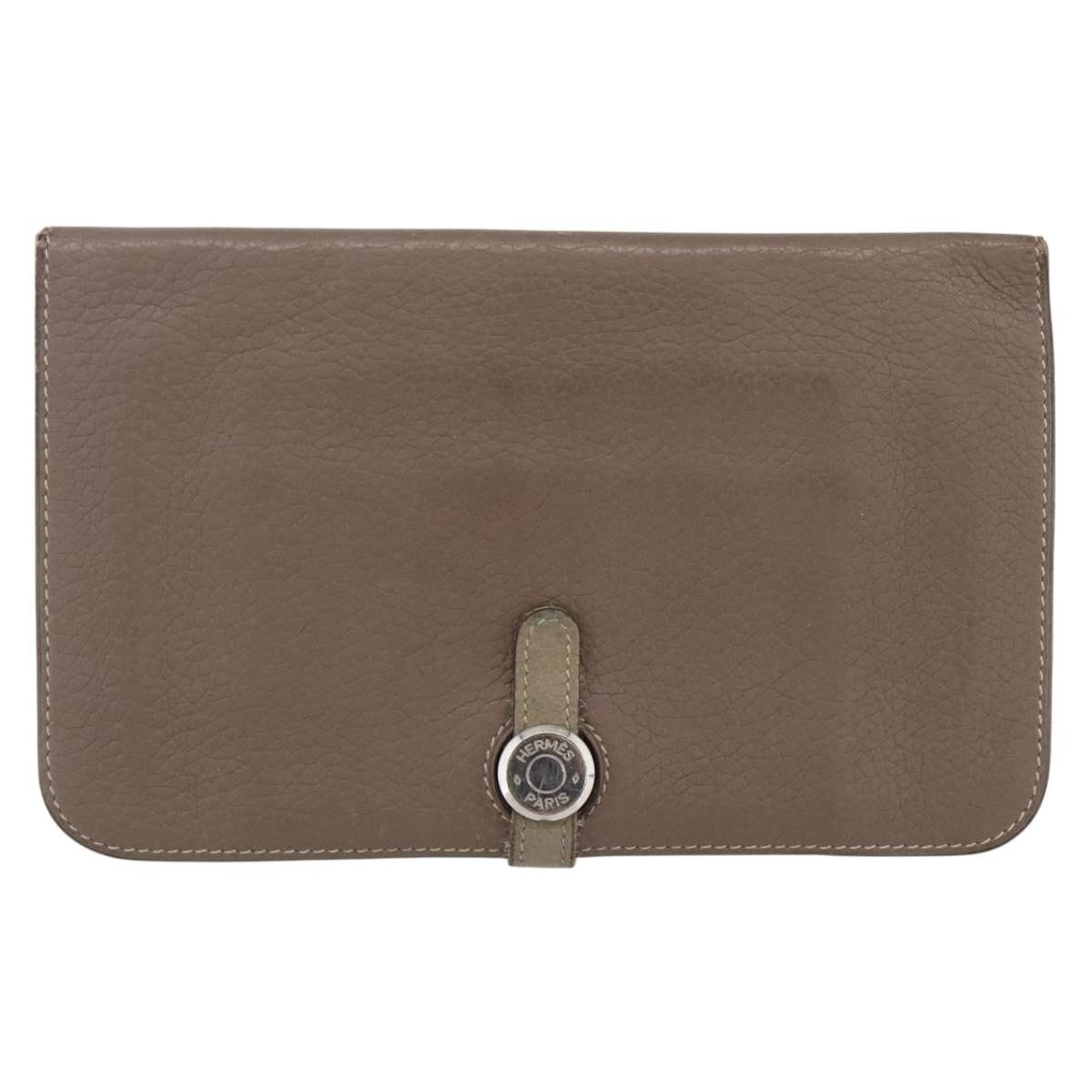 Hermes Dogon Duo Combined Wallet Leather, GRAY, LEATHER, Wallets
