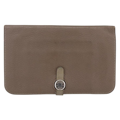 Hermes Dogon Duo Combined Wallet Leather, GRAY, LEATHER, Wallets