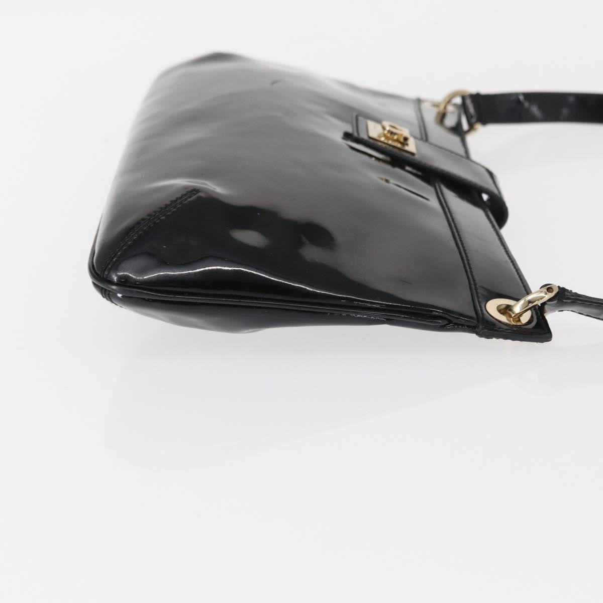 Salvatore Ferragamo Gancini Shoulder Bag Patent Leather, BLACK, PATENT_LEATHER, Shoulder bag