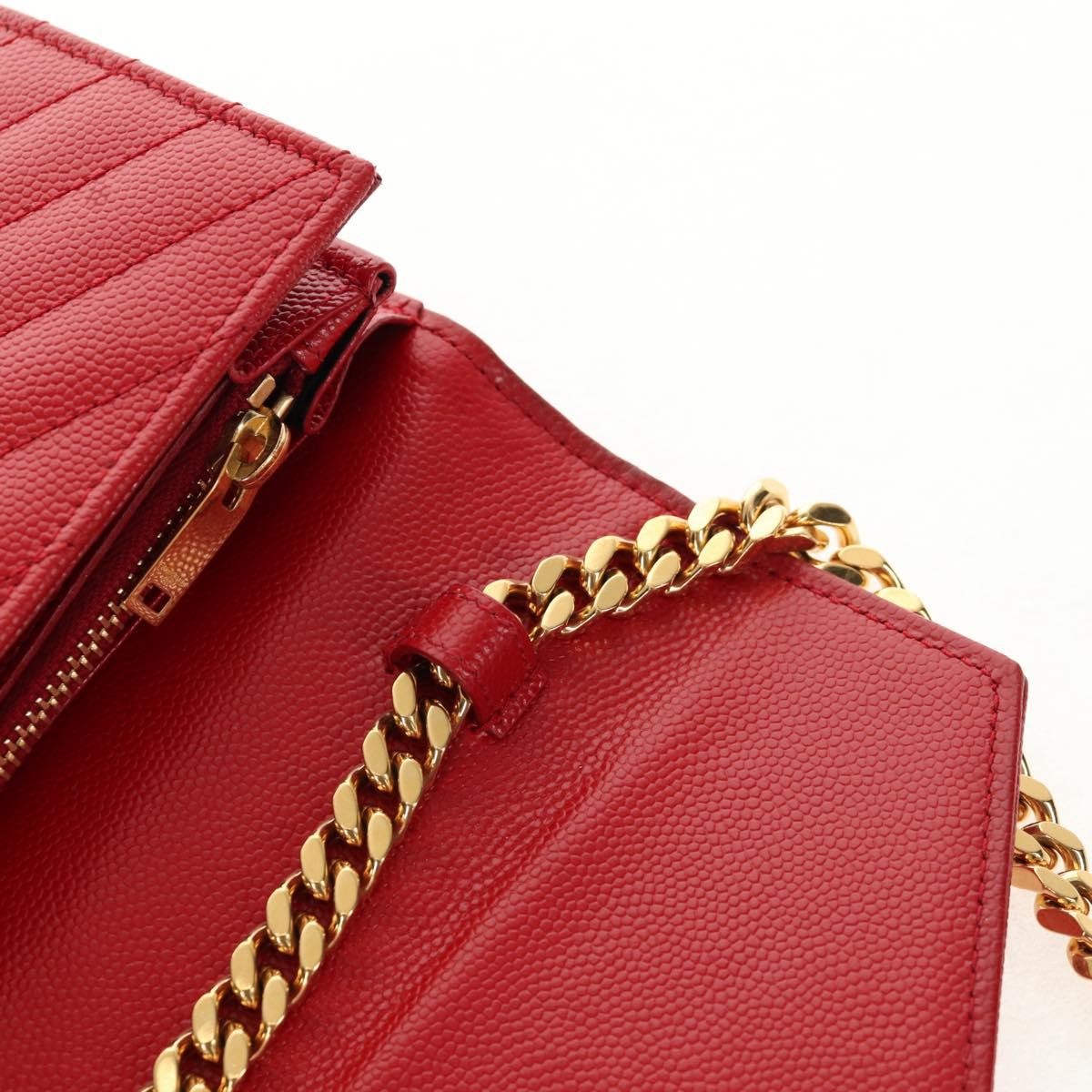 Saint Laurent Cassandra Wallet on Strap leather, RED, LEATHER, Shoulder bag