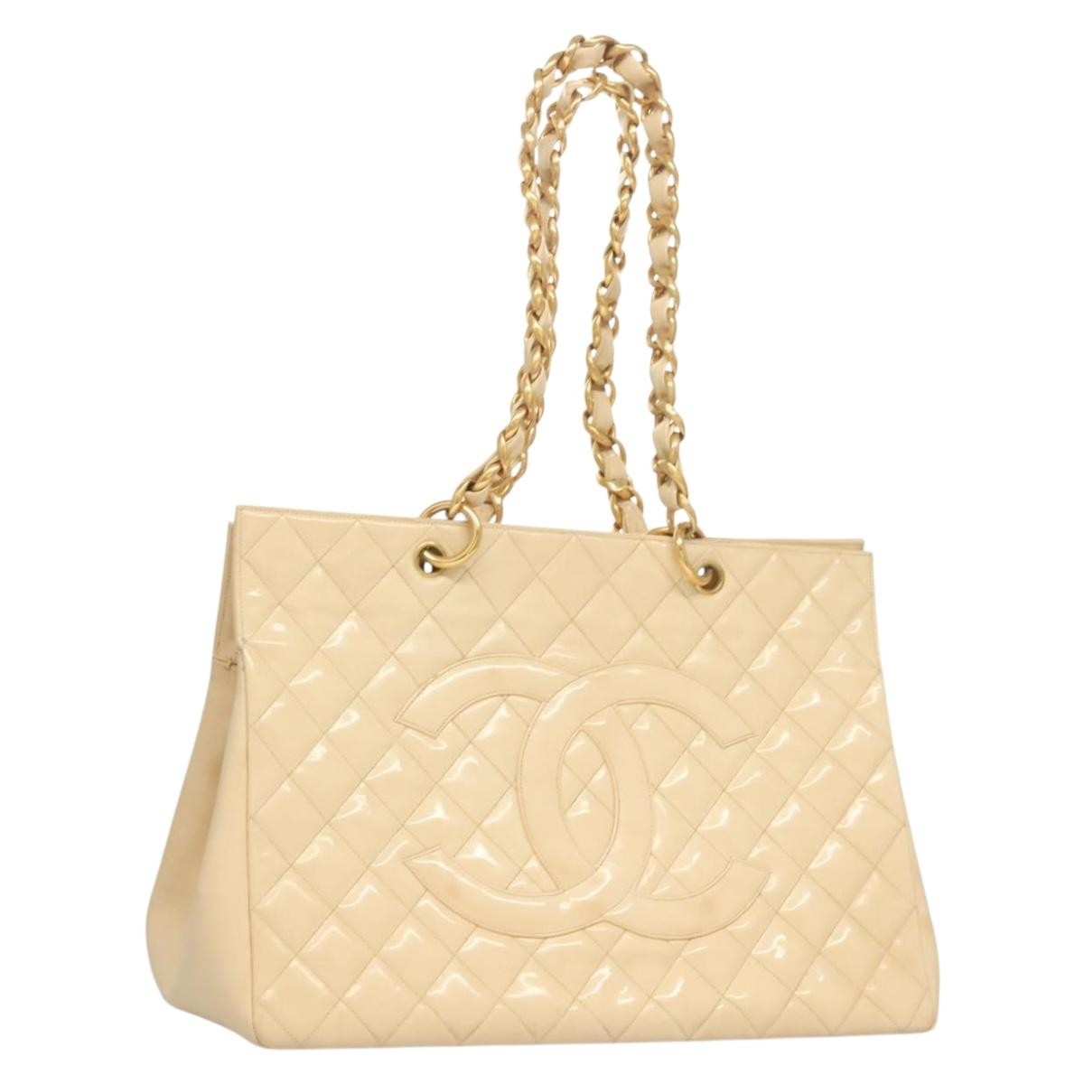 Chanel Grand Shopping Tote Quilted Patent, BEIGE, PATENT_LEATHER, Tote bag