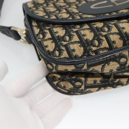 Christian Dior Vintage CD Logo Shoulder Bag Leather, NAVY, CANVAS, Shoulder bag